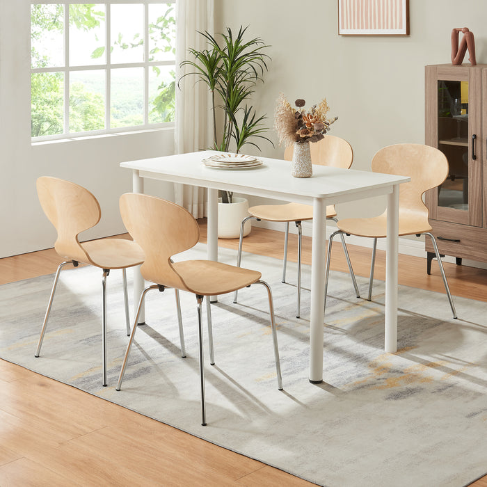 Set Kil di 4 Sedie Impilabili da Sala Pranzo - Effetto Legno / Cromato [en.casa]