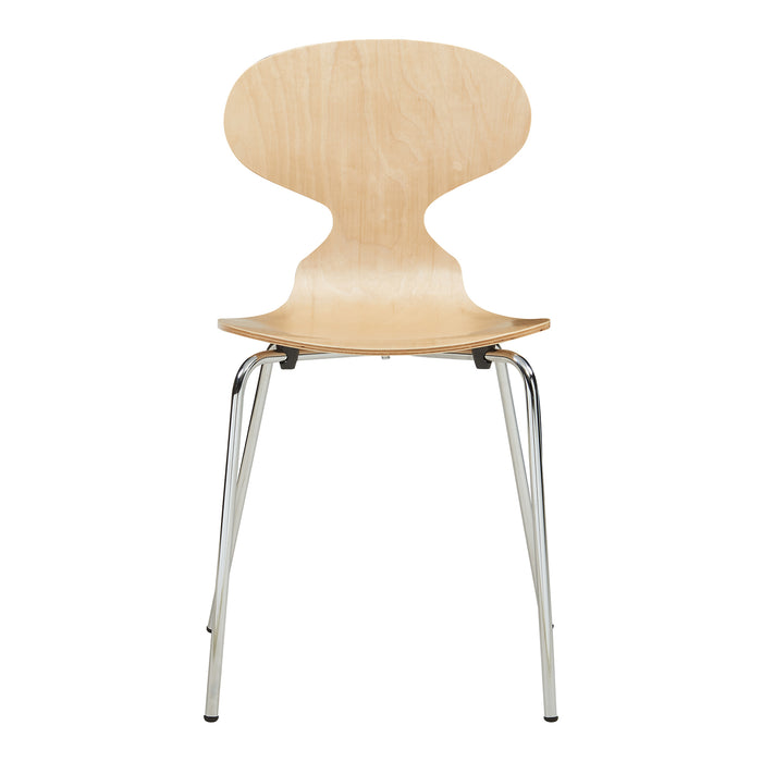 Set Kil di 4 Sedie Impilabili da Sala Pranzo - Effetto Legno / Cromato [en.casa]