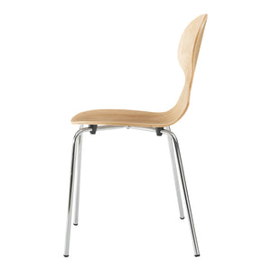 Set Kil di 4 Sedie Impilabili da Sala Pranzo - Effetto Legno / Cromato [en.casa]