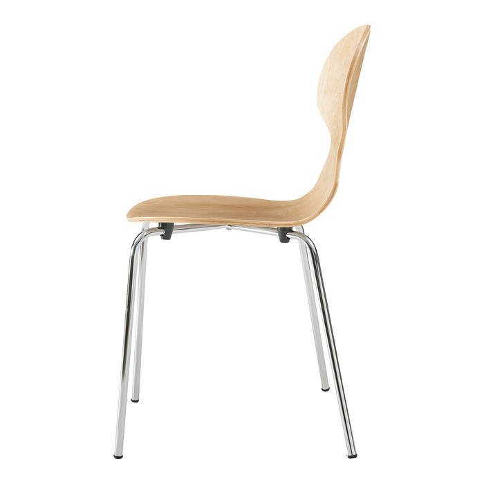 Set Kil di 4 Sedie Impilabili da Sala Pranzo - Effetto Legno / Cromato [en.casa]