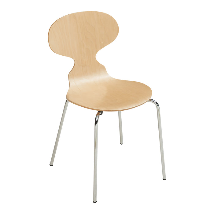 Set Kil di 4 Sedie Impilabili da Sala Pranzo - Effetto Legno / Cromato [en.casa]