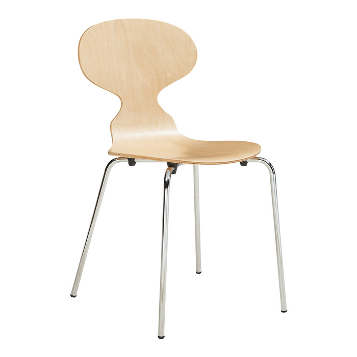 Set Kil di 4 Sedie Impilabili da Sala Pranzo - Effetto Legno / Cromato [en.casa]