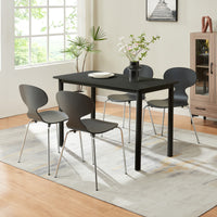 Set Kil di 4 Sedie Impilabili da Sala Pranzo - Nero / Cromato [en.casa]