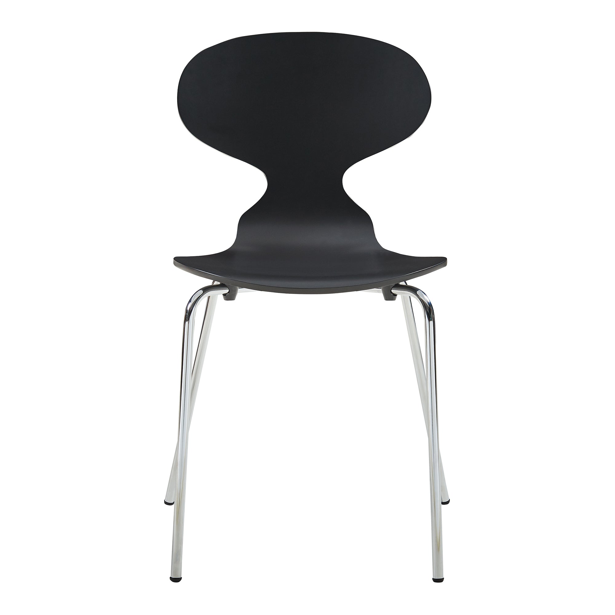 Set Kil di 4 Sedie Impilabili da Sala Pranzo - Nero / Cromato [en.casa]