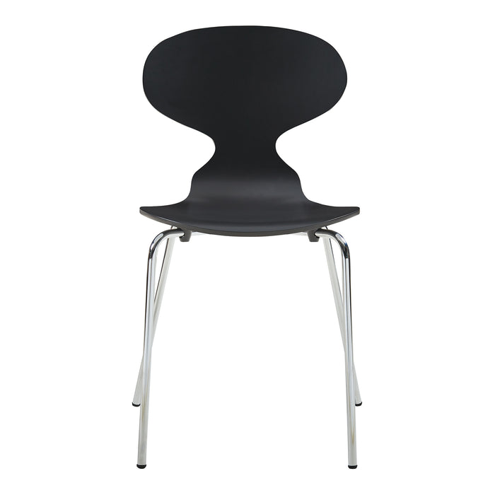 Set Kil di 4 Sedie Impilabili da Sala Pranzo - Nero / Cromato [en.casa]