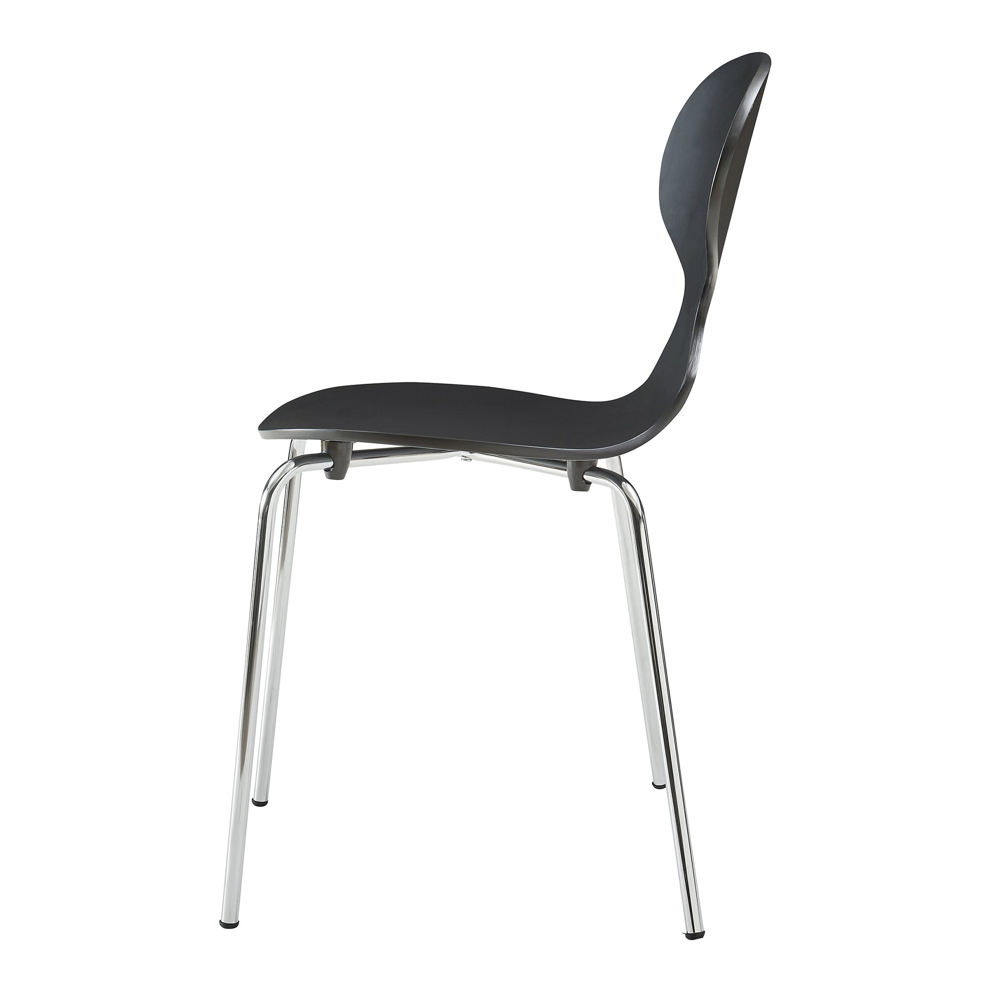 Set Kil di 4 Sedie Impilabili da Sala Pranzo - Nero / Cromato [en.casa]