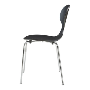 Set Kil di 4 Sedie Impilabili da Sala Pranzo - Nero / Cromato [en.casa]