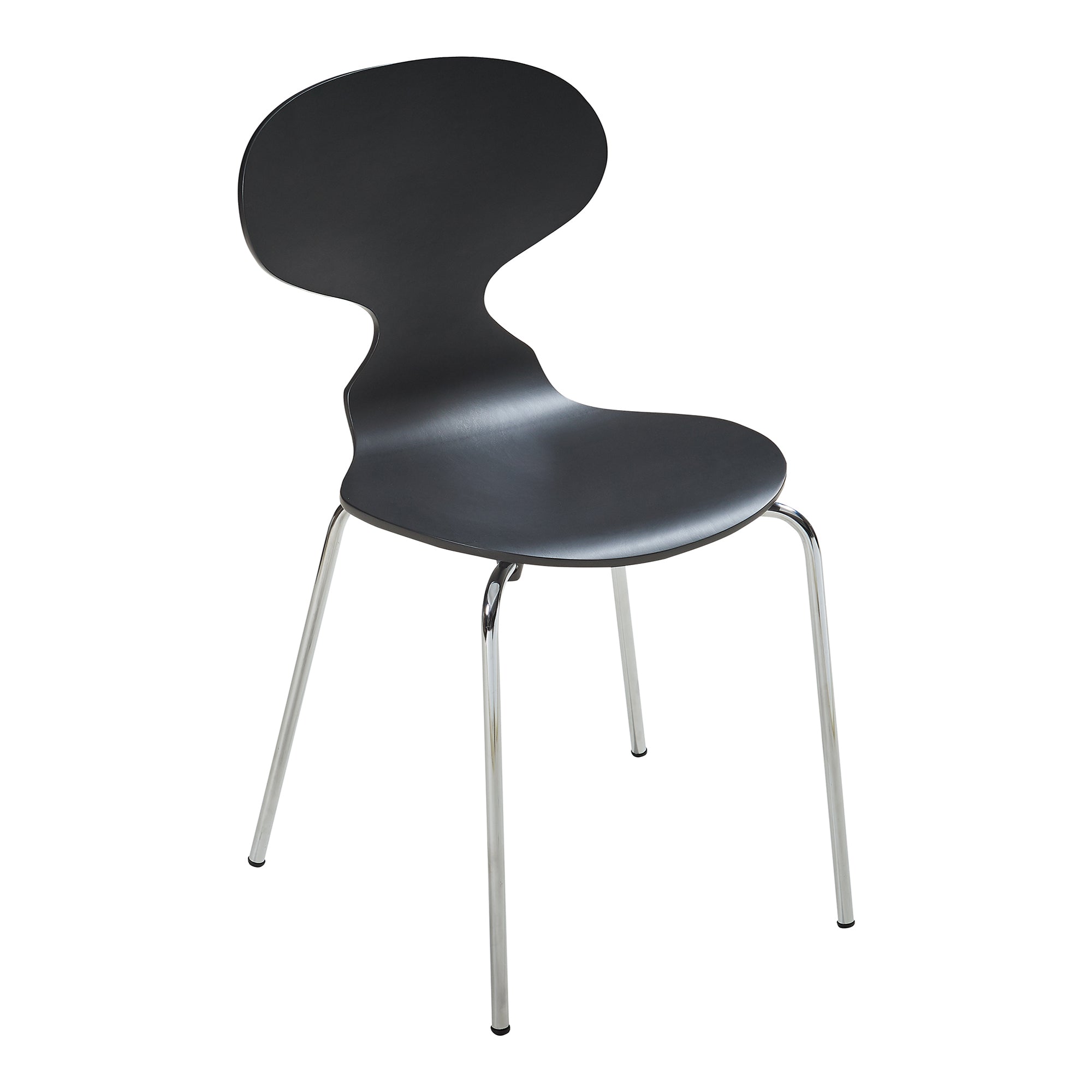 Set Kil di 4 Sedie Impilabili da Sala Pranzo - Nero / Cromato [en.casa]