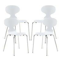 Set Kil di 4 Sedie Impilabili da Sala Pranzo - Bianco / Cromato [en.casa]