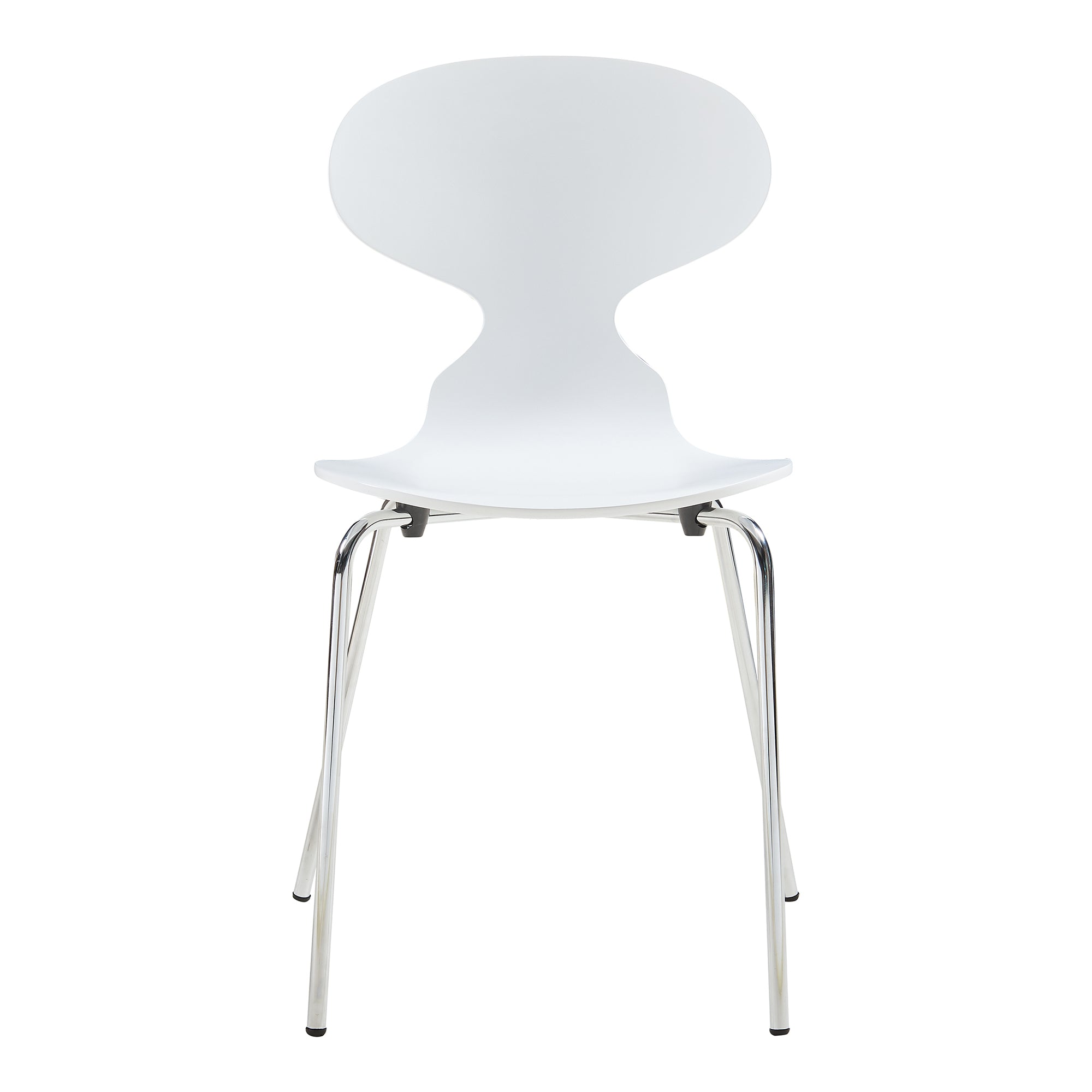 Set Kil di 4 Sedie Impilabili da Sala Pranzo - Bianco / Cromato [en.casa]