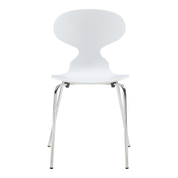 Set Kil di 4 Sedie Impilabili da Sala Pranzo - Bianco / Cromato [en.casa]