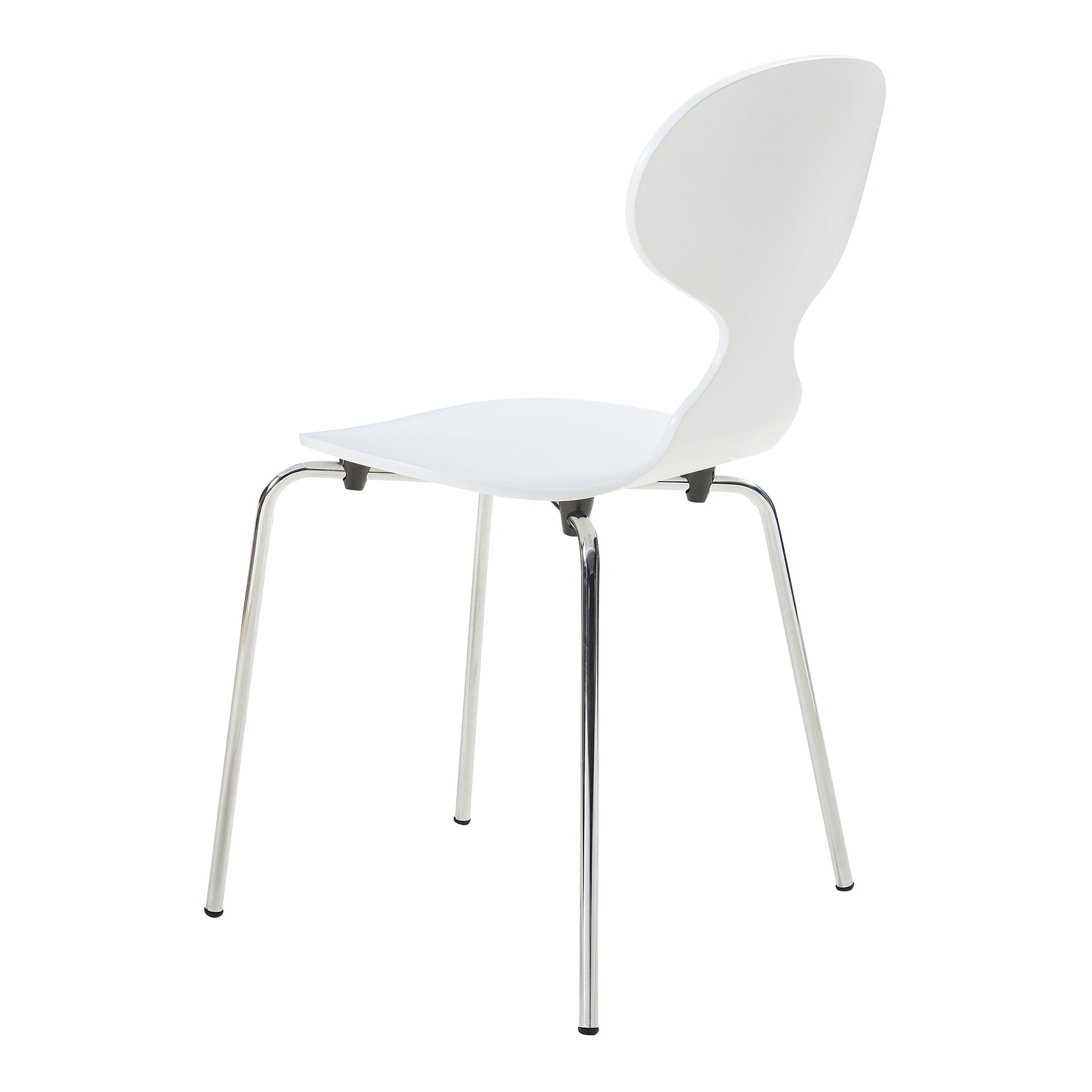 Set Kil di 4 Sedie Impilabili da Sala Pranzo - Bianco / Cromato [en.casa]