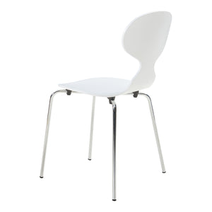 Set Kil di 4 Sedie Impilabili da Sala Pranzo - Bianco / Cromato [en.casa]