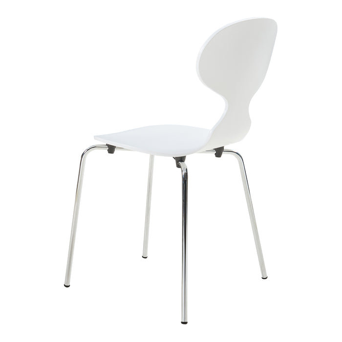 Set Kil di 4 Sedie Impilabili da Sala Pranzo - Bianco / Cromato [en.casa]