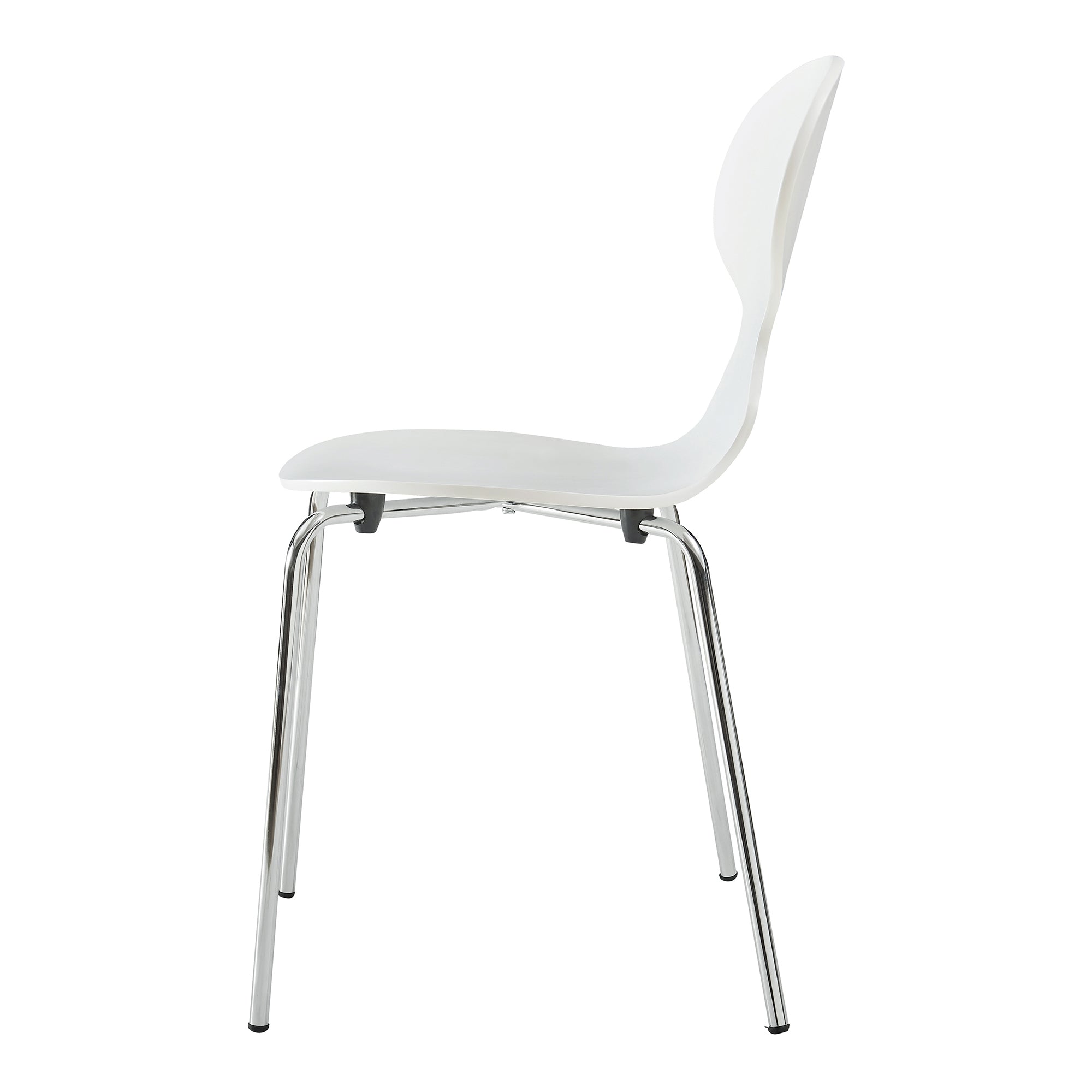 Set Kil di 4 Sedie Impilabili da Sala Pranzo - Bianco / Cromato [en.casa]