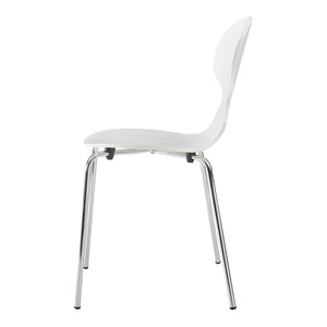 Set Kil di 4 Sedie Impilabili da Sala Pranzo - Bianco / Cromato [en.casa]