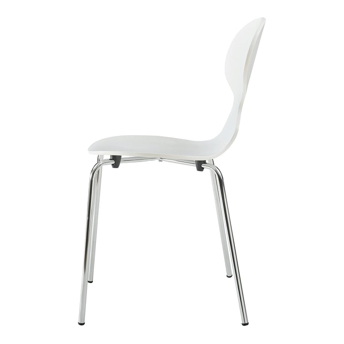 Set Kil di 4 Sedie Impilabili da Sala Pranzo - Bianco / Cromato [en.casa]