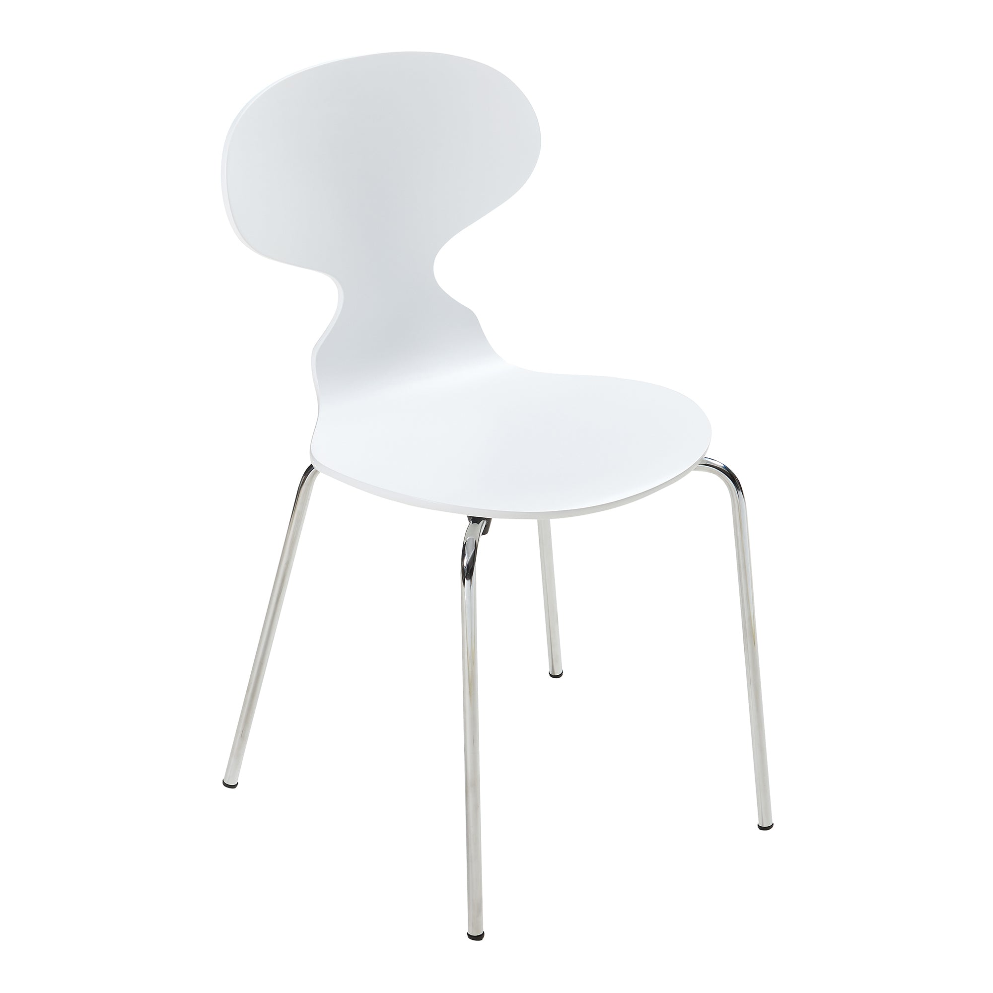 Set Kil di 4 Sedie Impilabili da Sala Pranzo - Bianco / Cromato [en.casa]