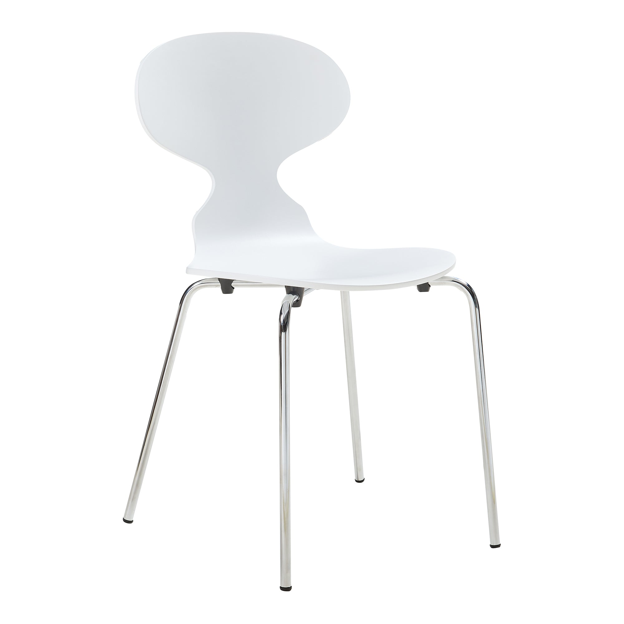 Set Kil di 4 Sedie Impilabili da Sala Pranzo - Bianco / Cromato [en.casa]