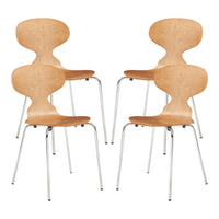 Set Kil di 4 Sedie Impilabili da Sala Pranzo - Effetto Noce / Cromato [en.casa]