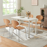 Set Kil di 4 Sedie Impilabili da Sala Pranzo - Effetto Noce / Cromato [en.casa]