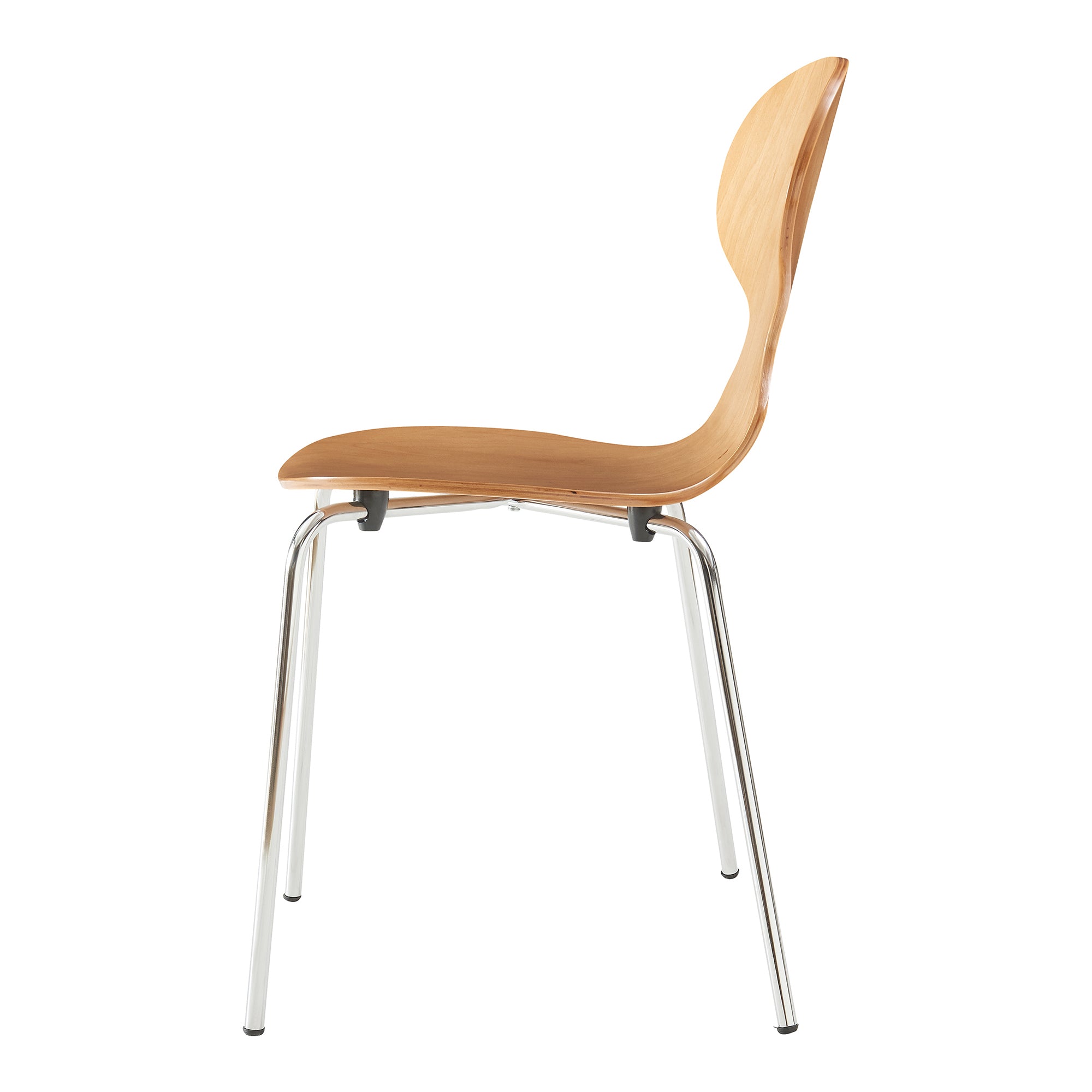 Set Kil di 4 Sedie Impilabili da Sala Pranzo - Effetto Noce / Cromato [en.casa]