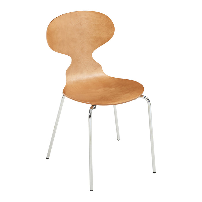 Set Kil di 4 Sedie Impilabili da Sala Pranzo - Effetto Noce / Cromato [en.casa]