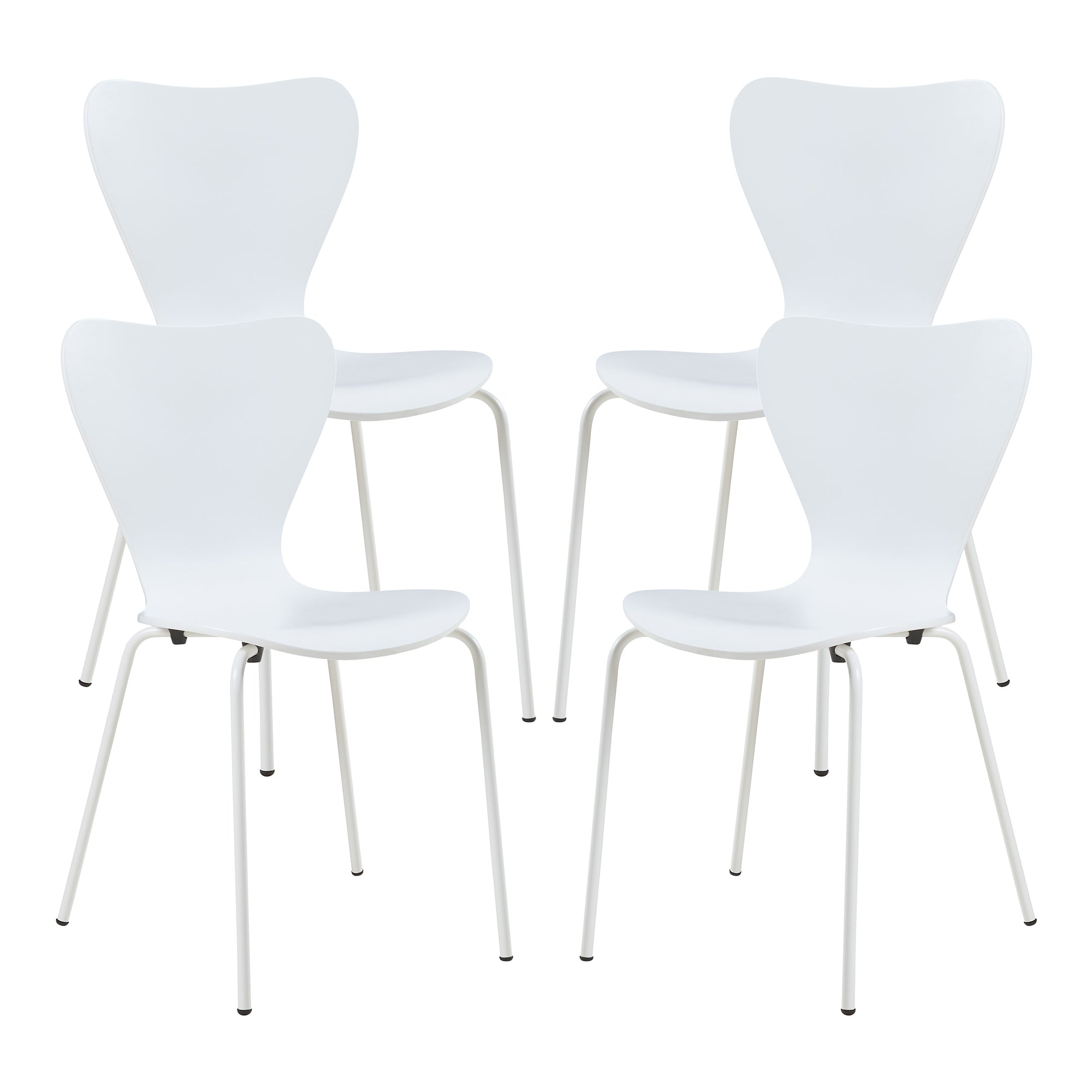 Set di 4 Sedie da Sala Essunga Impilabili - Bianco [en.casa]