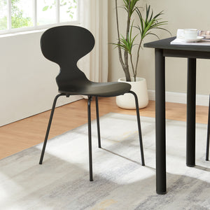 Set Kil di 4 Sedie Impilabili da Sala Pranzo - Nero [en.casa]