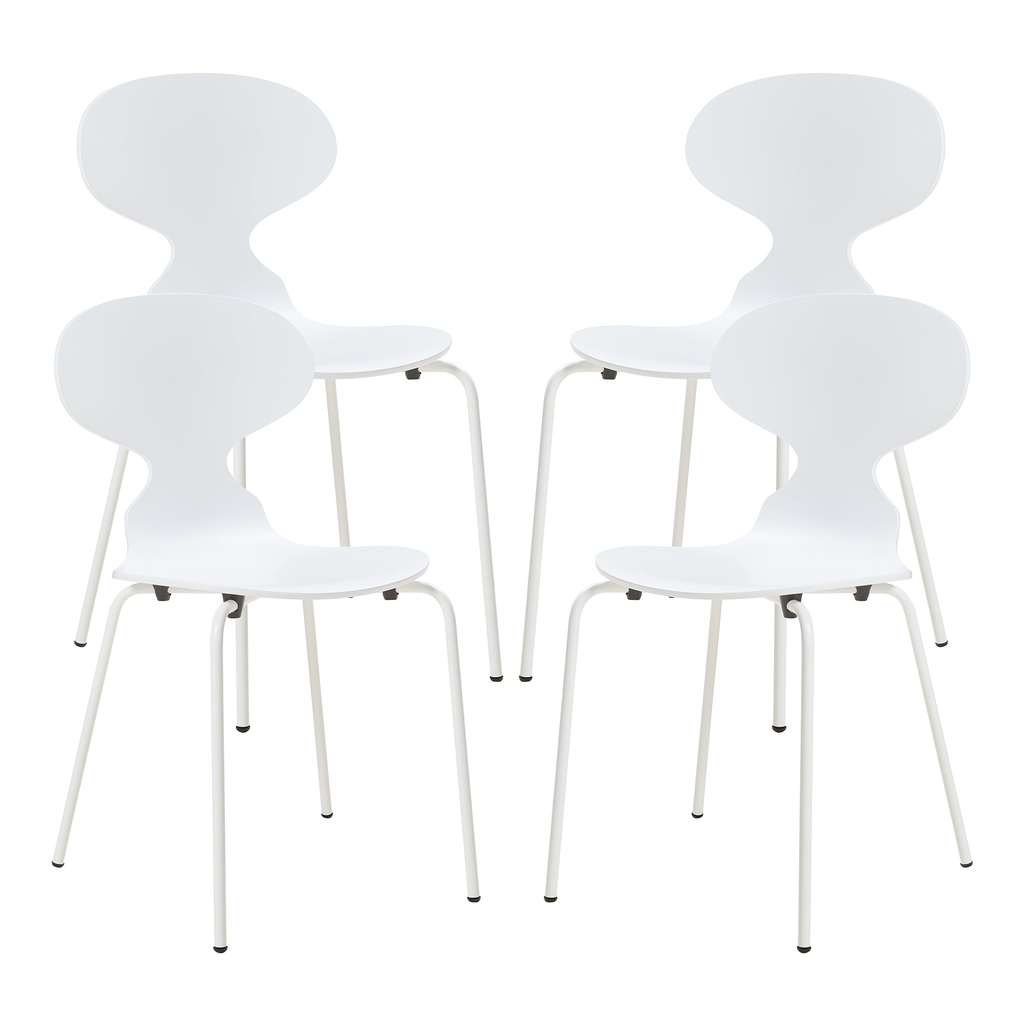 Set Kil di 4 Sedie Impilabili da Sala Pranzo - Bianco [en.casa]