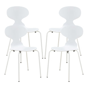 Set Kil di 4 Sedie Impilabili da Sala Pranzo - Bianco [en.casa]