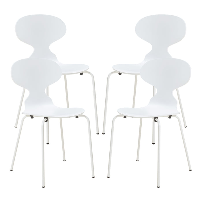 Set Kil di 4 Sedie Impilabili da Sala Pranzo - Bianco [en.casa]