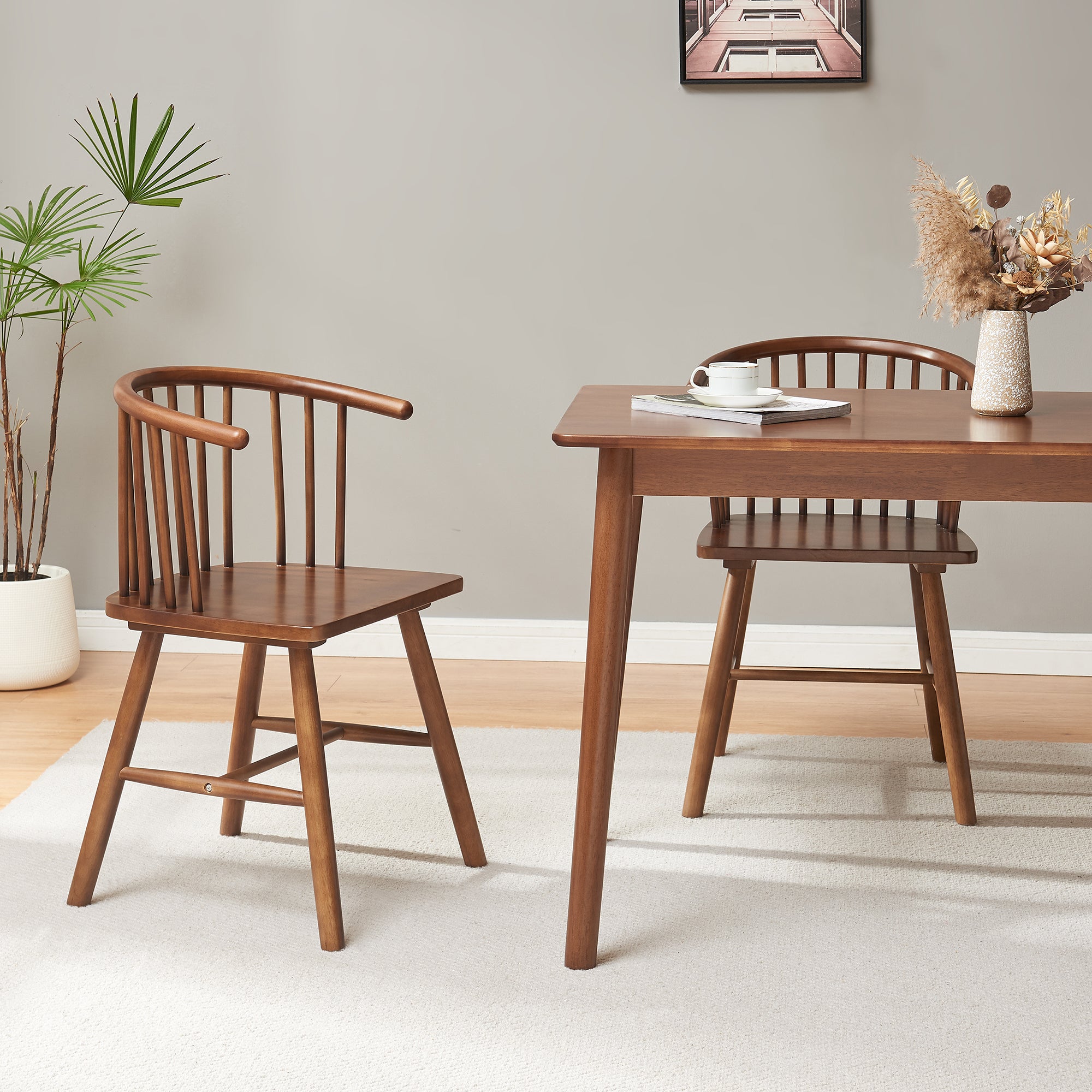 Set Stami di 2 Sedie da Sala Pranzo - Effetto Noce [en.casa]