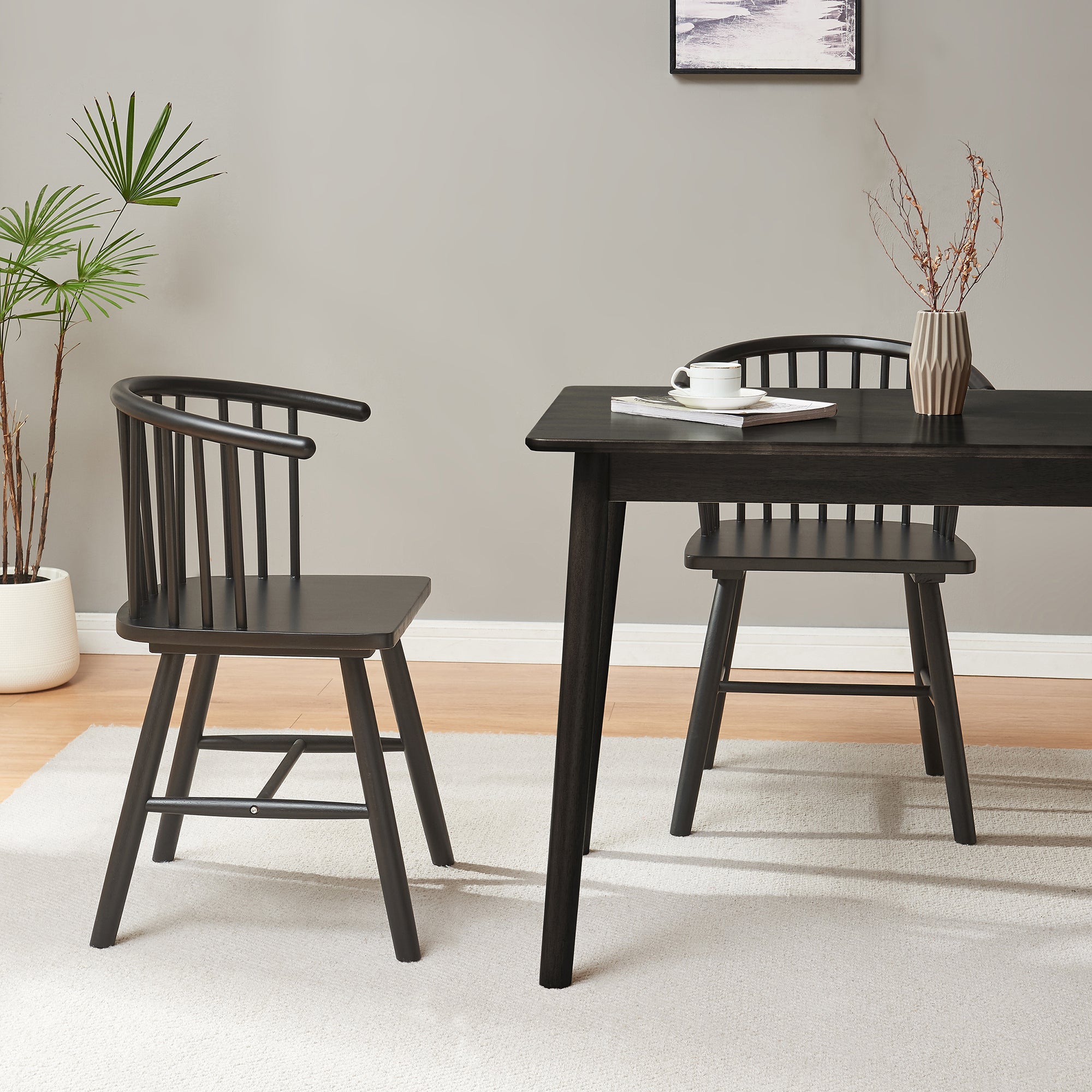 Set Stami di 2 Sedie da Sala Pranzo - Nero [en.casa]