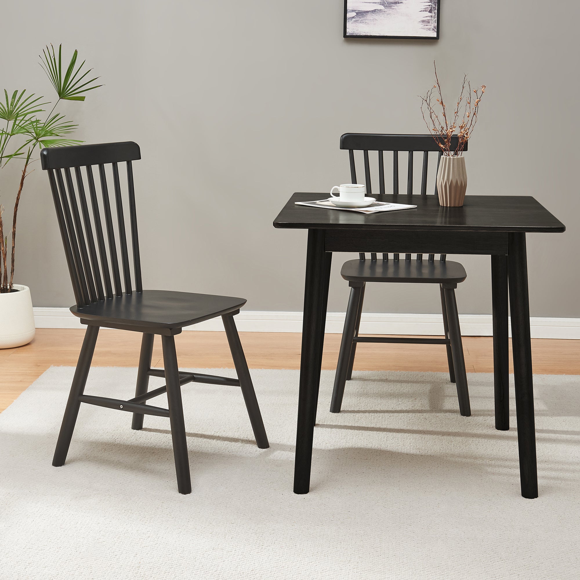 Set di 2 Sedie Karmoy da Sala Pranzo - Nero [en.casa]