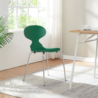 Set Kil di 4 Sedie Impilabili da Sala Pranzo - Verde / Cromato [en.casa]