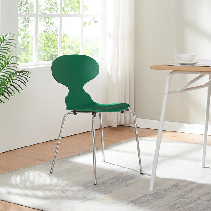 Set Kil di 4 Sedie Impilabili da Sala Pranzo - Verde / Cromato [en.casa]