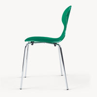 Set Kil di 4 Sedie Impilabili da Sala Pranzo - Verde / Cromato [en.casa]