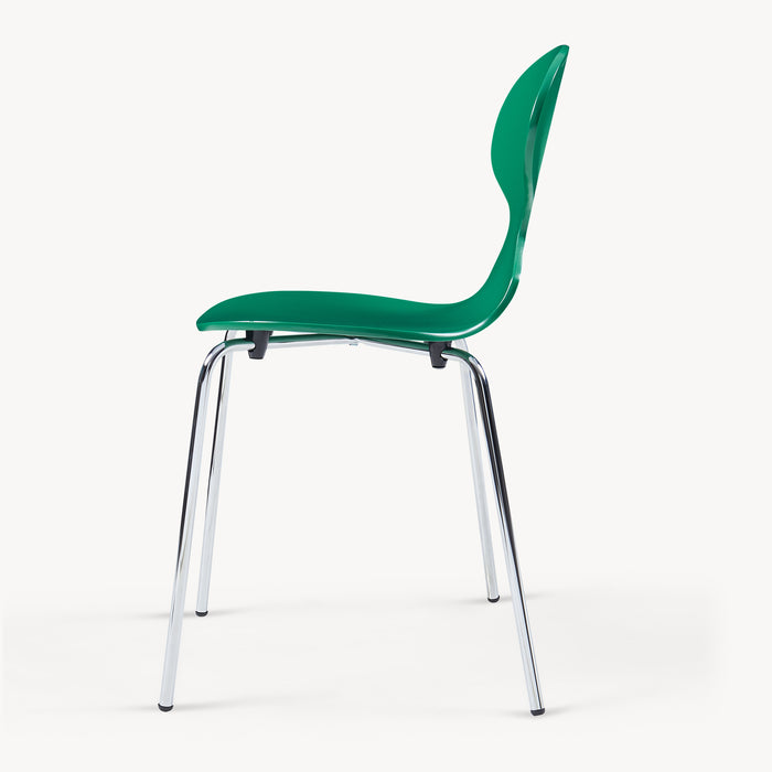 Set Kil di 4 Sedie Impilabili da Sala Pranzo - Verde / Cromato [en.casa]