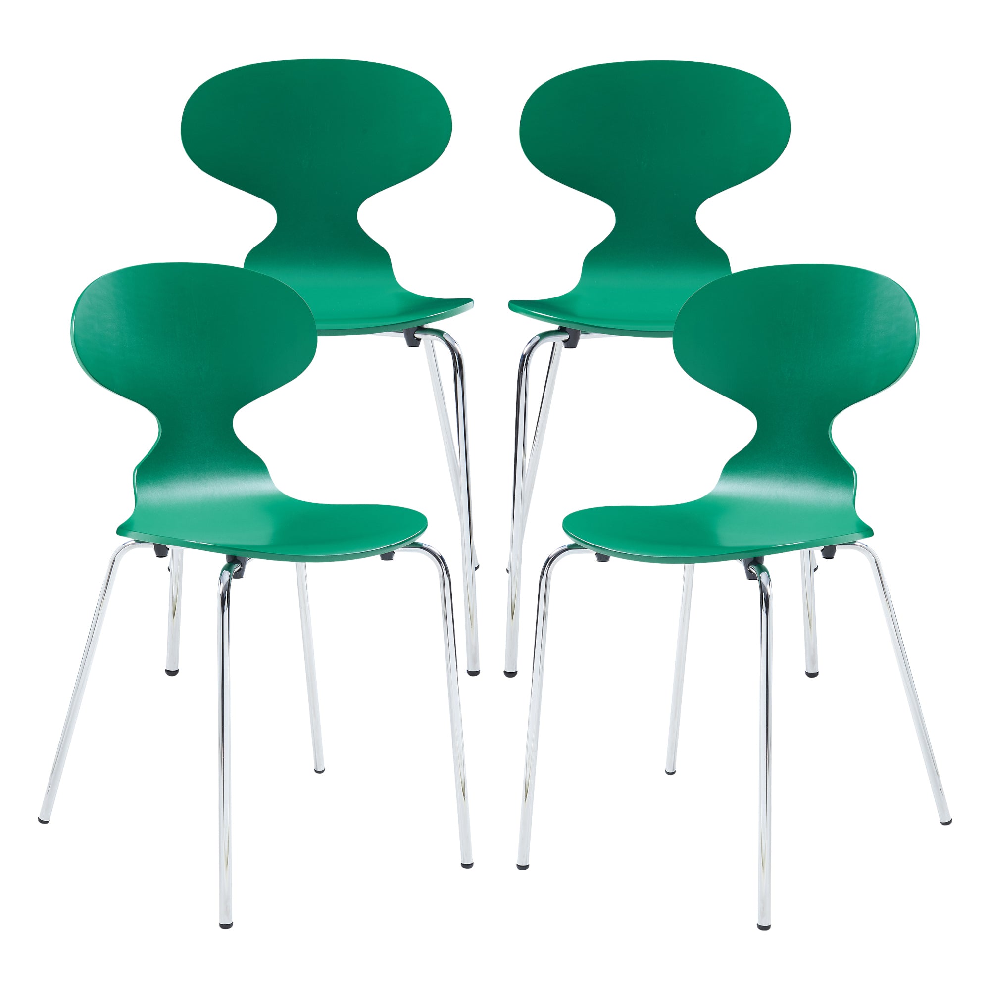 Set Kil di 4 Sedie Impilabili da Sala Pranzo - Verde / Cromato [en.casa]