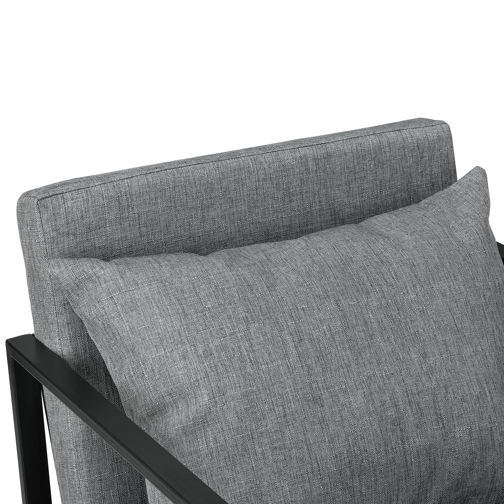 Set di 2 Poltrone con Telaio in Ferro Schienale Sedile e Cuscino Imbottiti - Grigio Scuro [en.casa]