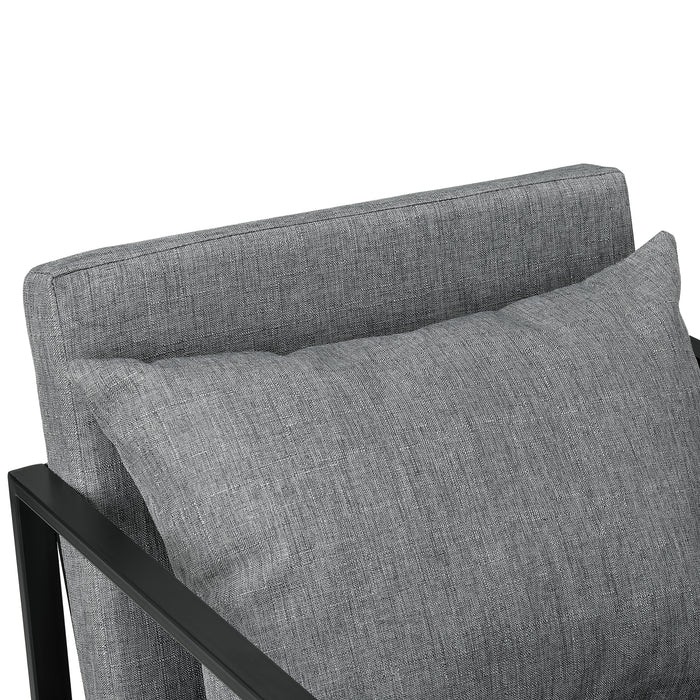 Set di 2 Poltrone con Telaio in Ferro Schienale Sedile e Cuscino Imbottiti - Grigio Scuro [en.casa]