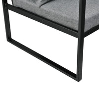 Set di 2 Poltrone con Telaio in Ferro Schienale Sedile e Cuscino Imbottiti - Grigio Scuro [en.casa]