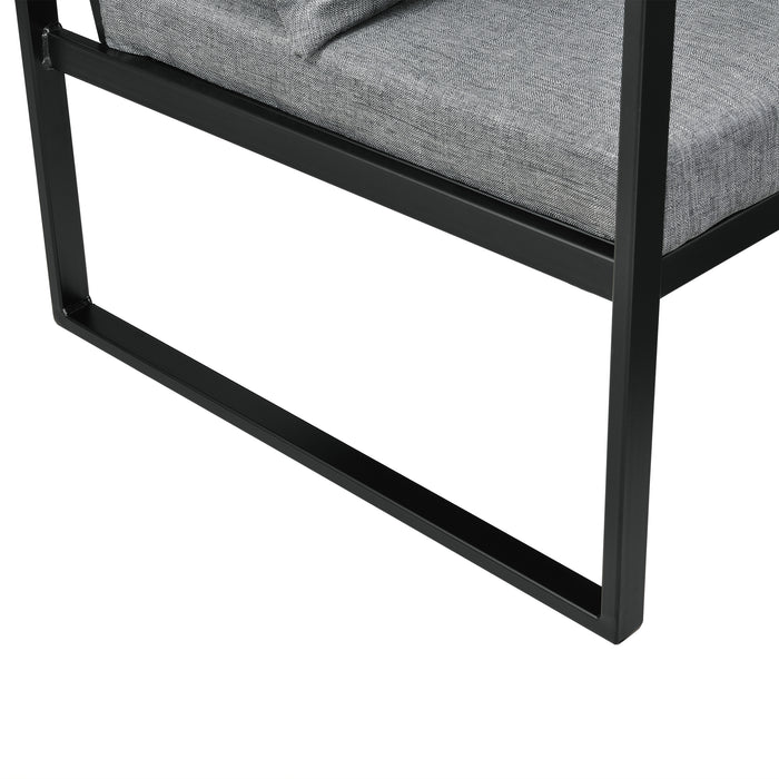 Set di 2 Poltrone con Telaio in Ferro Schienale Sedile e Cuscino Imbottiti - Grigio Scuro [en.casa]