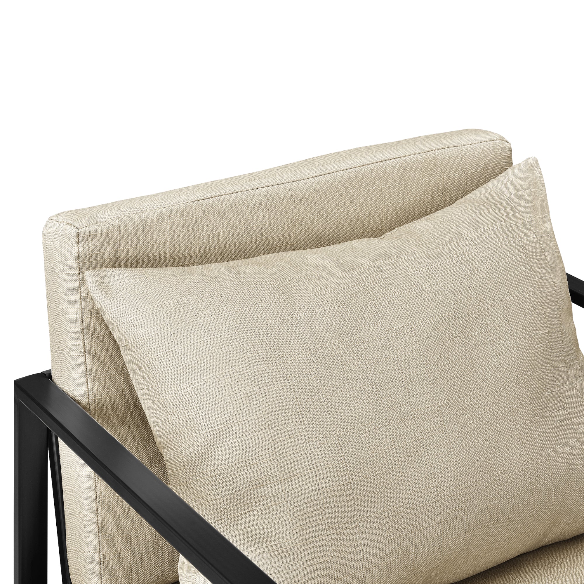 Set di 2 Poltrone con Telaio in Ferro Schienale Sedile e Cuscino Imbottiti - Beige [en.casa]