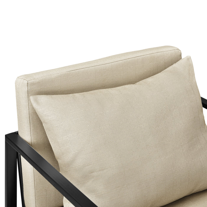 Set di 2 Poltrone con Telaio in Ferro Schienale Sedile e Cuscino Imbottiti - Beige [en.casa]