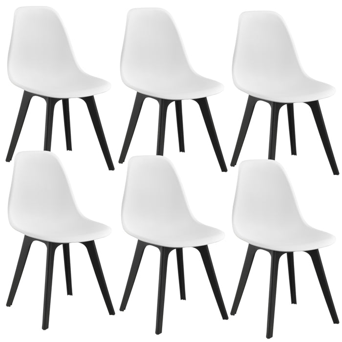 [en.casa] Sedie per Sala da Pranzo Design 83 x 54 x 48 cm Set di 6 Pezzi Plastica Bianco/Nero