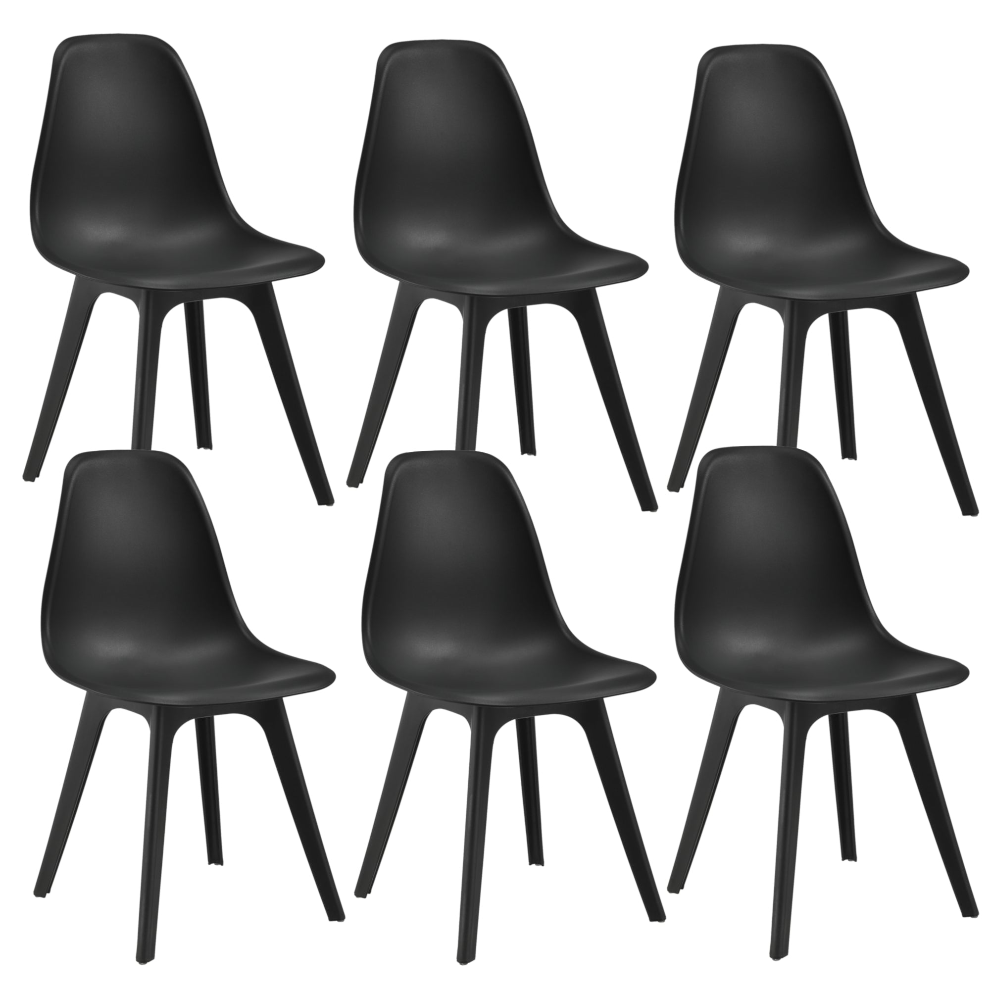 [en.casa] Sedie per Sala da Pranzo Design 83 x 54 x 48 cm Set di 6 Pezzi Plastica Nero