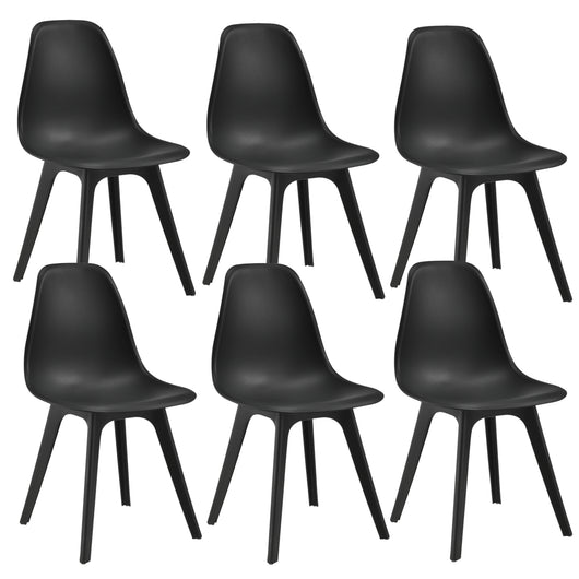 [en.casa] Sedie per Sala da Pranzo Design 83 x 54 x 48 cm Set di 6 Pezzi Plastica Nero