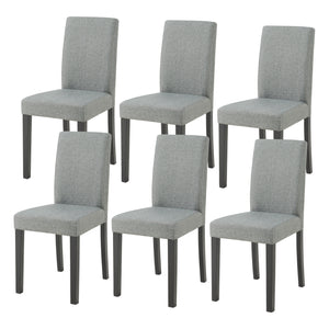 Set Hamburg di 6 Sedie Imbottite da Sala con Rivestimento in Tessuto Grigio Chiaro [en.casa]